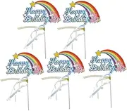 CIMAXIC 5pcs Set Happy Birthday Cake Toppers Birthday Party Happy Birthday Topper Birthday Cake Decorations Cartoon Cake Toppers Cake Picks for Birthday Party Cake Toppers Blue