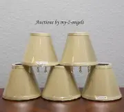 Set/5 Pottery Barn BEADED DUPIONI SILK CHANDELIER LAMP SHADES * CELADON GREEN