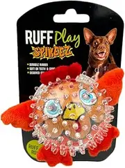 Ruff Play Spiky Squeaky Bird Orange Dog Toy – Spiky Squeaky Bird Dog Toy – Colourful, Textured & Engaging for Chewers and Fetch Lovers