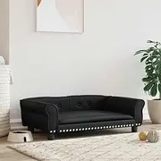 Dog Bed Black 95x55x30 cm Faux Leather, Comfortable Foam Padding, Durable Pine Wood Frame, Waterproof, Stylish Pet Sofa