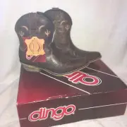 NEW Dingo Women’s Ladies Adobe Rose Brown Leather Zip Cowboy Boots 7M Cowgirl