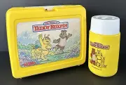 Vintage Lunch Box Teddy Ruxpin Yellow Plastic With Thermos 1986