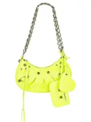 BALENCIAGA Le Cagole XS vintage effect yellow studded leather chain shoulder bag