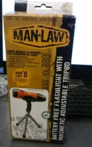 Battery Free Man Law Flashlight NIB with Magnetic Adjustable Tripod