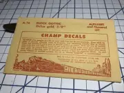 HO Champ Decals HO Scale A-16 Block Gothic Gold 3/8" Alphabet Numeral Set NIP