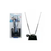 Sansai UHF VHF FM Indoor TV Antenna Rabbit Ears Heavy Duty Base Black