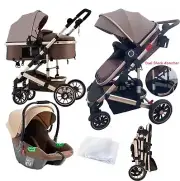 Newborn Infant Toddler Baby Pram 9 in 1 Convertible Baby Stroller with Cradle