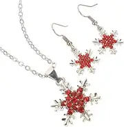 [VANZACK] 1Set Christmas Snowflake Jewelry Snowflake Pendant Necklace and Earrings Present for Women and Ladies for Holiday Parties and Festive Celebrations