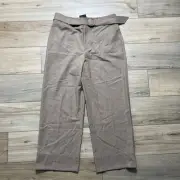 Club Monaco Enamel Ring Wool Blend Straight Leg Pants Size 12 Camel Ankle Length