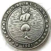 Copy 1921 U.S Hobo Morgan Coin Nude Naked Woman Swimming Skinny Dipping Swim Butt Back Feet River Lake Float Ocean Beach Silver Plated Replica Commemorative