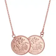 Sterling Silver Imitation Rose Double St George Pendant - Full Sovereign Size