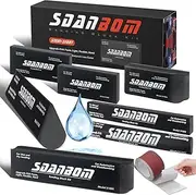 Sdanbom Sanding Block Kit 7PC with TearBlock and Sandpaper - Wet or Dry Auto Body Sanding Blocks for Woodworking Automotive Car Bodywork, Light, Flexible, Hard, Black