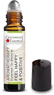 Greenwood Essential FEEL HAPPY & POSITIVE - Aromatherapy Essential Oil Blend of Grapefruit, Lemongrass, Fennel Seed, Frankincense, Geranium & Mandarin Essential Oils 10ml (0.33oz)