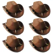 6x Crocodile Dundee-Style Brown Cowboy Hat – Outback-Inspired with Adjustable Chin Cord