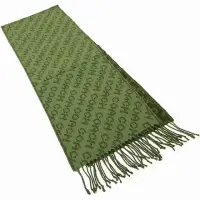 在飛比找momo購物網優惠-【COACH】滿版字樣羊毛保暖披肩圍巾(橄欖綠)