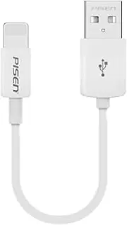 Pisen Lightning to USB-A Fast Charging Cable, White, 0.2 Meter