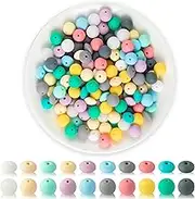 251Pcs DIY Silicone Beads Set for Making Necklace Bracelet Keychain Mix Color Silicone Round Loose Bead with Rope Jewelry Handmade Crafts Accessory Kit for Women Lady 12mm