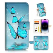 ( For iPod Touch 5 6 7 ) Wallet Flip Case Cover PH26041 Blue Butterfly