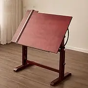 Liftable Art Painting Table, Large Wood Drafting Table with Drawing Ruler and Support Bar Design, Adjustable 0-180° Tilt Angle and 75-85cm Height, 60 * 90cm Working Area, Without Shaking, for Read