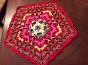 Red Brown Doily Mandala TABLE MAT/TRIVET CROCHET HANDMADE TABLE RUNNER TOPPER