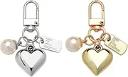 [YangQian] 2Pcs Pearl Heart Keychain Charm for Handbag Purse Charms for Women Girls Bag Keychain Charm Heart Pearl Accessories for Keys