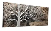 Tree of Life Metal Wall Art Set - Handcrafted 3D Aluminum 24Wx64L(IN) Silver