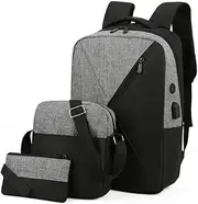 [SLEDEZ] Backpack 3-in-1 Set Commuter Business Computer Shoulder Bag Three Piece Set