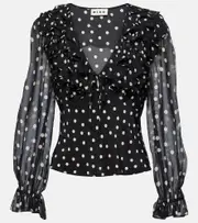 [Rixo] Rixo Lasca ruffled silk blouse AU 20 black