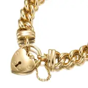18ct Heavy Yellow Gold Plated 12mm Euro Curb Chain Bracelet Featuring a Plain Locket - USA Made