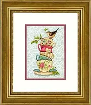 Dimensions Stacked Tea Cups Counted Cross Stitch Kit
