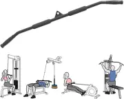 Lat Pulldown & Tricep Rope Cable Attachments - 39" Bar, 36" Rope, Gym Handles