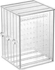 Sooyee Clear Acrylic Jewelry Storage Box,3 Vertical Drawer Earrings Display Stand Holder, Transparent 216 Holes 33 Grooves Screen Hanger Organizer for Stud Earring and Necklace,Dustproof
