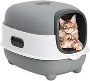 Cat Litter Box,Enclosed Cat Litter Container, Cat Litter Case with Lid and Uv, Detachable Litter Box,Cabinet Large Cat Toilet,for Your Feline Friends (Grey)