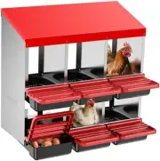 Chicken Hen Coop Hutch 6 Hole Double Layer Outside Roll Away Lay Egg Nesting Box