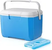 Portable Cooler Box with Extra Ice Pack - Sturdy 6-Can Capacity Outdoor Cooler for Camping, Fishing, and Tailgating