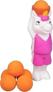 Hog Wild Sports Basketball Unicorn Popper Toy - Shoot Foam Balls Up to 20 Feet - 6 Balls Included - Age 4+