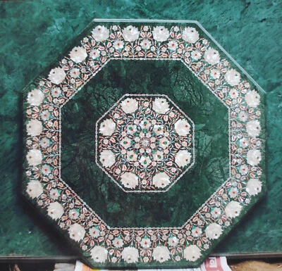 30" green marble table top center coffee home decor inlay malachite b01