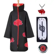 4PC Adult Naruto Akatsuki Robe Cloak Itachi Uchiha Costume Anime Cosplay