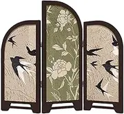 JISADER Decorative Table Screen Partition Traditional Chinese Art Mini Folding Screen 3 Panel Divider for Countertop Cabinet Decor, Style C