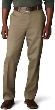 Dockers Men's Classic Fit Flat Front Signature Pants Dark Beige 44 x 30 --- NEW