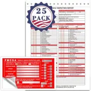 25 Pack Annual Vehicle Inspection Report Forms, 3-Ply Carbonless Forms+ FMSCA...
