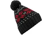 Beechfield Unisex Fair Isle Snowstar Winter Beanie Hat (Black/Classic Red/White) (One Size)