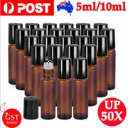 5/10ml Roller Rollerball Perfume Essential Oil Roll On Ball Amber Glass Bottle