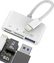 Lightning to SD Card Reader (4-in-1) USB OTG 3.0 Adapter for iPhone 14 13 Charger Cable Micro SD Card Reader for Apple MFi Certified for iPad Digital Camera Memory Card Camera TF Card Reader