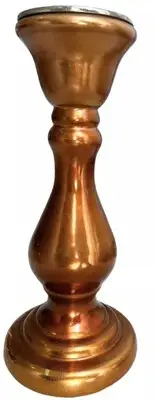 Crate & Barrel Mercury Glass Copper Bronze Pillar Candle Holder 13”