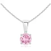 Classic Round Pink Tourmaline Solitaire Pendant