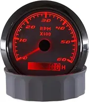 ZFGVGNMTYA 85mm Car Boat Marine Tacho Meter with LCD Hourmeter 6000 RPM Waterproof Boat Tachometer Red Backlight Motor Diesel Tachometer Car Tachometer(6000rpm WS)