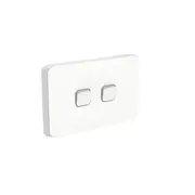 Clipsal Iconic Series Horizontal Switch, 2 Gang, 1/2 Way, 10AX, 250V, White - 3042HA-VW
