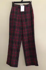 Asos Checkered Print Pants / Trouses Size 4. Red (green,yellow,black,white). NWT