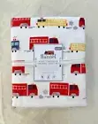 Pottery barn Kids Wyatt Firetruck Organic sheet Set Flannel Queen red navy white